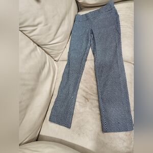 Roz And Ali Stretch Silver Pinstripe Black White Dot Pant Size 4